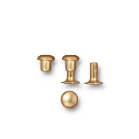 Заклёпка, 4мм, TierraCast, базовый материал - латунь, позолоченная, комплект, 5 шт.