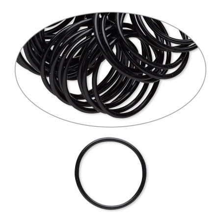Колечко силиконовое, 25х1.5мм, черное, базовый материал - силикон, без покрытия, 5 шт.