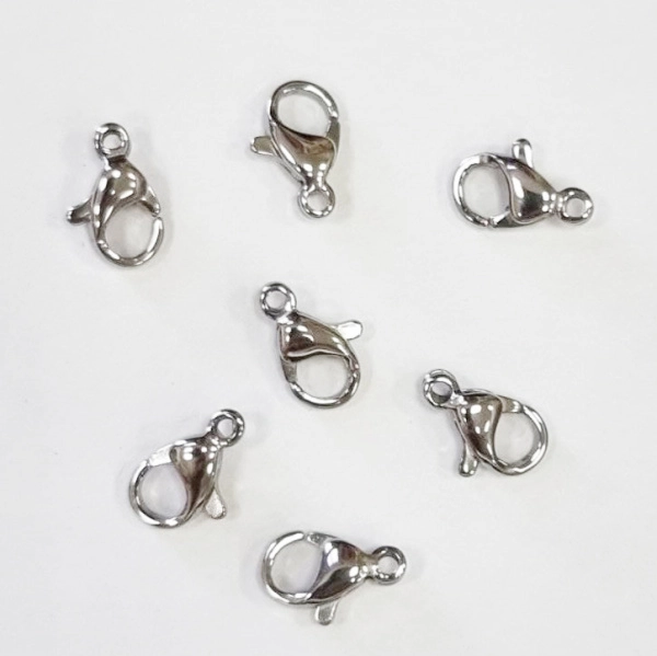 Застежка, 10х6мм, карабин, качество А, базовый материал - нержавеющая сталь, без покрытия, 5 шт. <p>Качественный миниатюрный замочек - карабин из нержавеющей стали (марка 304: используется в пищевой промышленности, не окисляется). Ручная полировка. Застежка плавно открывается и закрывается. Диаметр отверстия петельки около 1.1 мм. Цена за 5 шт.</p>