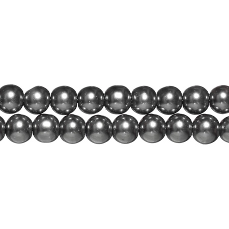 <p>
 Темно-серые стеклянные бусины с покрытием под жемчуг. Бусины могут немного отличаться по форме и размеру, быть слегка приплюснутыми у отверстия. Оттенок может немного отличаться от представленного на фотографии и от партии к партии. Цена за низку 78 см, около 105 шт.
</p>
