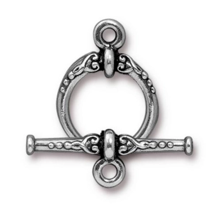 Застежка, 20х15мм, TierraCast, тогл, Наследие, базовый материал - оловянный сплав, под античное серебро с чернением, 1 шт.