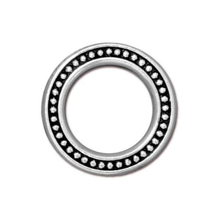 Коннектор, 20мм, TierraCast, кольцо с пупырышками, базовый материал - оловянный сплав, посеребренное с чернением, 2 шт.