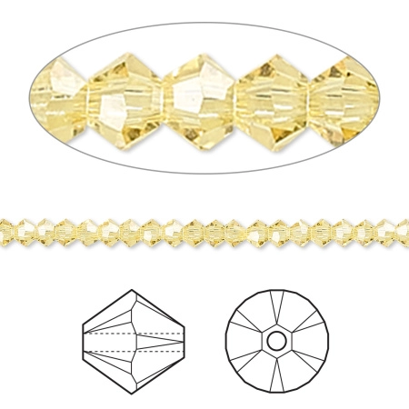 Бусина Swarovski, 3мм, Биконус (#5328), желтый (цвет 226), 10 шт.