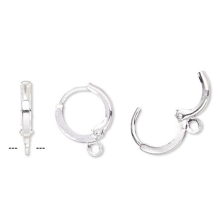 Швензы закрытые, 14х11мм, с французским замком, кольца с петелькой, базовый материал - латунь, посеребренные, пара