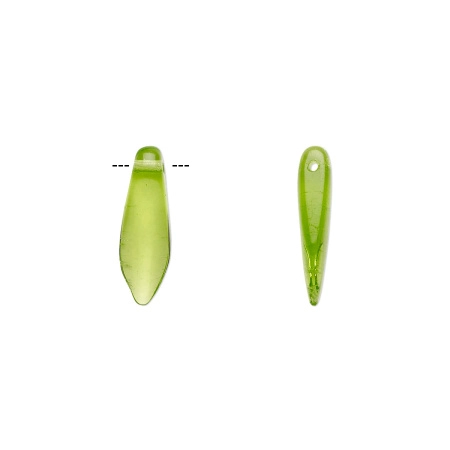 Бусина стеклянная, 16х5мм, Preciosa, кинжал, салатовый, 5 шт. Бусина стеклянная, 16х5мм, Preciosa, кинжал, салатовый, 5 шт.