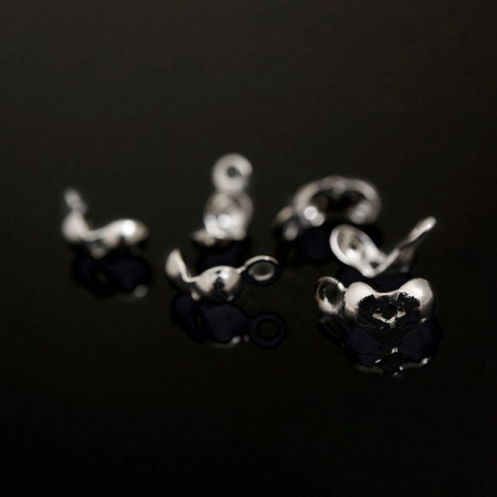 Концевики, 6.5х3мм, Корея, каллоты, диски, базовый материал - латунь, под родий, пара