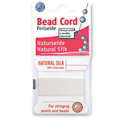 <p>Прочная нить из высококачественного натурального 100% шелка, произведена компанией Griffin (Германия). К нити прикреплена проволочная иголочка. Идеально подходит для использования с жемчугом и натуральными камнями. Толщина около 0,5 мм. Оттенок может отличаться от фотографии и в разных поставках. Цена за моток 2 метра.</p>