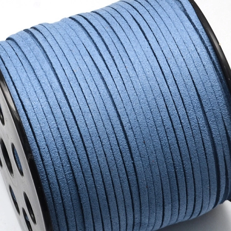 Шнур из искусственной замши, около 3х1.5мм, плоский, цвет светло-синий, 5 метров