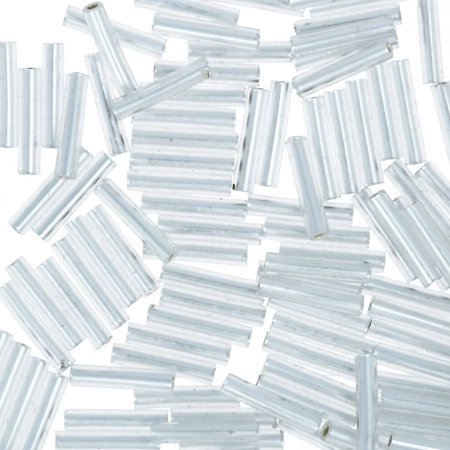 Бисер TOHO Bugle, размер 9мм, цвет #21F (Внутреннее серебрение, матовый, хрусталь), 10 грамм