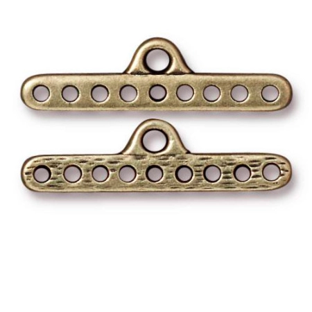 Соединитель-переходник, 28х8мм, TierraCast, на девять отверстий, базовый материал - оловянный сплав, бронзовый, 2 шт.