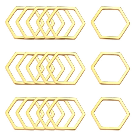 <p>Фурнитура для бижутерии из нержавеющей стали (марка 304) с покрытием золотистого цвета. Соединительный элемент - гексагон (правильный шестиугольник). Также можно использовать как декоративный элемент при работе с сутажем или как неразъемное соединительное колечко. Оттенок может отличаться от фотографии и в разных поставках. Цена за 5 шт.</p><p>ВНИМАНИЕ: на покрытии возможны пятнышки.</p>