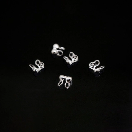 Концевики, 4х2.5мм, Корея, каллоты, симметричные, боковые, базовый материал - латунь, под родий, пара