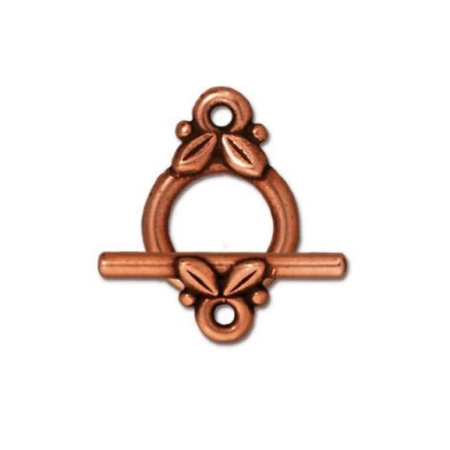 Застежка, 14.5х10мм, TierraCast, тогл, Два листика, базовый материал - оловянный сплав, медные с чернением, 1 шт.