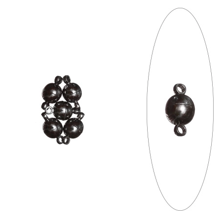 Застежка, 11.5х6мм, магнитная, шарик, базовый материал - латунь, вороненая сталь, 5 шт.