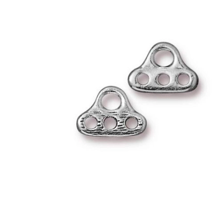 Соединитель-переходник, 10х8мм, TierraCast, на три отверстия, базовый материал - оловянный сплав, под античное серебро, 2 шт.