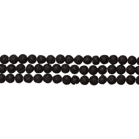 <p>Круглые каменные бусины из натуральной вулканической лавы (вулканического туфа), тонированной в черный цвет. Оттенок может отличаться от фотографии и в разных поставках. Диаметр отверстия около 0.5 мм. Могут немного отличаться по форме и размеру. Цена за низку, около 84 бусин. Низки формируются без проверки каждой бусины на дефекты.</p>