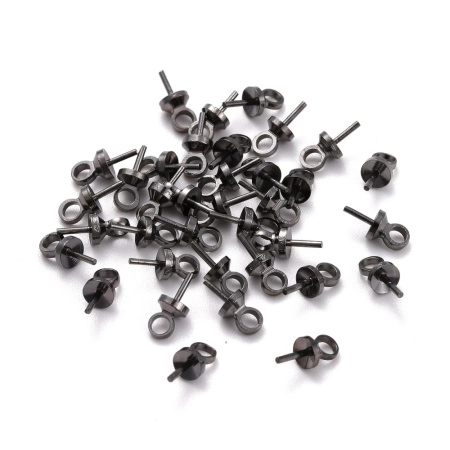 <p>Вклеивающийся штифт (держатель) чёрного цвета. Общая длина около 7 мм, внешний диаметр шляпки 3 мм, внешний диаметр петельки 2.5 мм, длина вклеиваемой части 2-3 мм, диаметр вклеиваемой части - около 0.7 мм. Отлично подходит для полупросверленных бусин, изделий из полимерной глины, керамики, дерева. Оттенок может отличаться от фотографии и в разных поставках. Цена за упаковку 2 грамма (около 30 штук, фасуются без проверки на дефекты).</p>