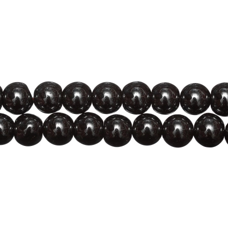 Бусины каменные, гематит, 9-10мм, 41 шт., низка