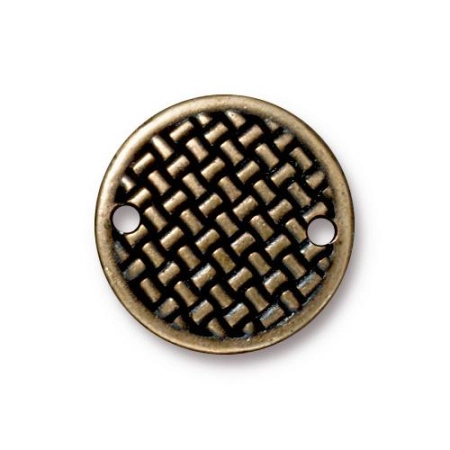 Коннектор, 19мм, TierraCast, тканый диск, базовый материал - оловянный сплав, бронзовый с чернением, 2 шт. Коннектор, 19мм, TierraCast, тканый диск, базовый материал - оловянный сплав, бронзовый с чернением, 2 шт.