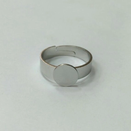 Основа для кольца, регулируемого размера, с платформой 8мм, базовый материал - нержавеющая сталь, без покрытия, 1 шт., УЦЕНКА