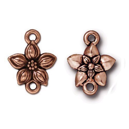 Коннектор, 16х12мм, TierraCast, Жасмин, с двумя петельками, базовый материал - оловянный сплав, медный с чернением, 2 шт.