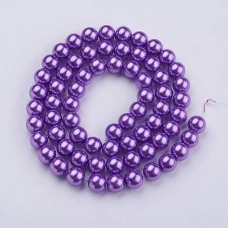 Бусина стеклянная, 12мм, жемчуг искусственный, лилово-сиреневый, 70 шт., низка
