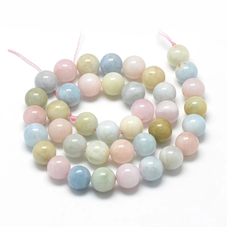 Бусины каменные, морганит, 10мм, 19 шт., низка