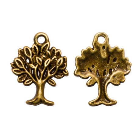Подвеска, 22х17мм, деревце, базовый материал - цинковый сплав, бронзовое, 1 шт.