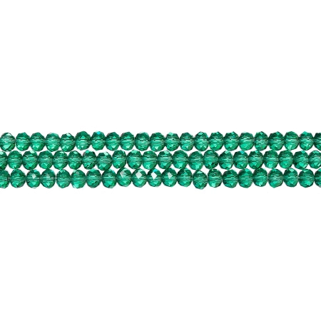 Бусины стеклянные, 4х3.5мм, граненые, рондели, голубовато-зеленые, 145 шт., низка