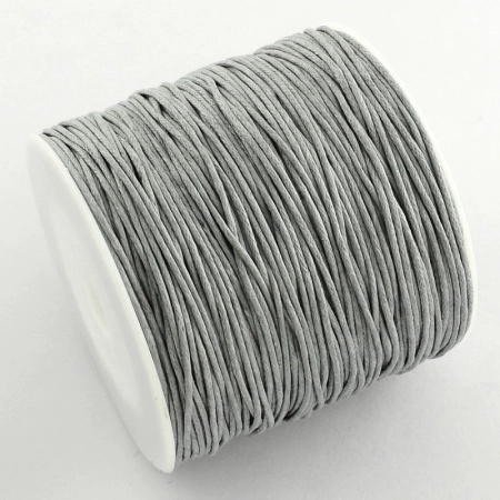 Шнур хлопковый вощеный, около 1мм, светло-серый, 84 метра, катушка