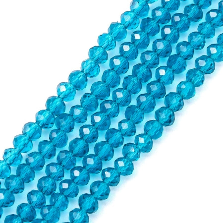 <p>Бюджетные миниатюрные стеклянные граненые бусины - рондели (абакусы) зеленовато-голубого цвета. Бусины могут немного отличаться по форме и размеру. Оттенок может отличаться от фотографии и в разных поставках. Цена за низку около 155-185 бусин.</p>