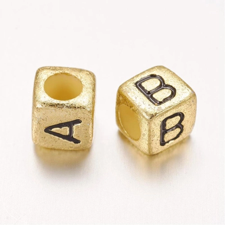 <p>
Бюджетные бусины-буквы из акрила в форме кубиков. Размер около 6 мм, диаметр отверстия около 3 мм. Цена за набор из 10 грамм (около 60 случайных букв английского алфавита, какие-то буквы могут повторяться несколько раз, каких-то в наборе может не быть).
</p>