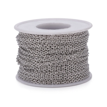 <p>Мелкая цепочка якорного плетения из нержавеющей стали (марка 304: используется в пищевой и медицинской промышленности, не окисляется, не темнеет, не облезает). Звенья запаяны. Якорное плетение. Размер звена примерно 3*2.5 мм; толщина проволоки, из которой сделаны звенья - около 0.5 мм. Оттенок может отличаться от фотографии и в разных поставках. Цена за 2 метра. При заказе нескольких метров, по возможности, отрезается цельным куском.</p>