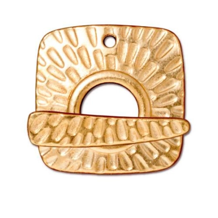 Застежка, 22мм, TierraCast, тогл, квадрат с лучами, базовый материал - оловянный сплав, позолоченный, 1 шт.