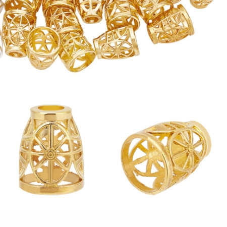 Конус, 13.5х11мм (внутренний размер 9.3мм), кружевной, базовый материал - цинковый сплав, золотистого цвета, 1 шт.