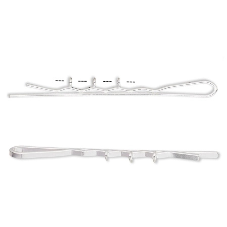 Основа для заколки-невидимки, 55мм, с тремя петельками, базовый материал - сталь, посеребренная, 1 шт.