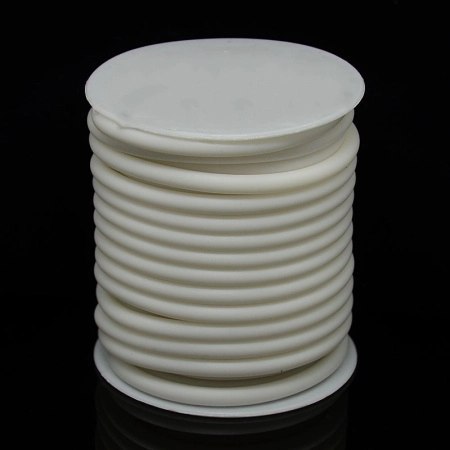 Шнур резиновый полый, около 5мм, белый, 9 метров, катушка