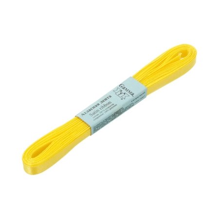 Лента атласная, Gaммa, 6мм, желтая №015, моток, 5 метров