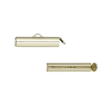 Концевики, 20х6мм (ширина 19мм), для бисерного полотна, трубочки, базовый материал - латунь, золотистого цвета, пара