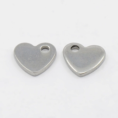 Подвеска, 10х10х1.5мм, сердечко, базовый материал - нержавеющая сталь, без покрытия, 1 шт.