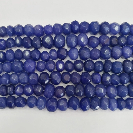 Бусины каменные, сапфир, рондели граненые, 8х5-13х11мм, 30 шт., низка