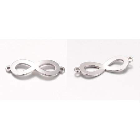 Коннектор, 28.5х9.5х1мм, бесконечность гладкая, базовый материал - нержавеющая сталь, без покрытия, 2 шт.