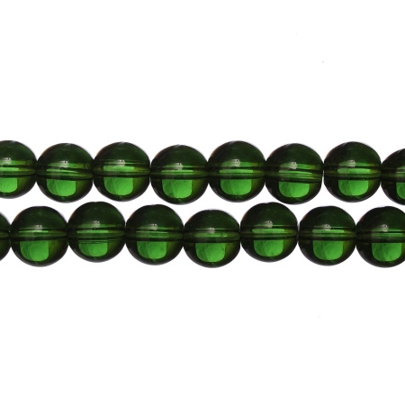 Бусины стеклянные, 10мм, зеленые, 30 шт., низка