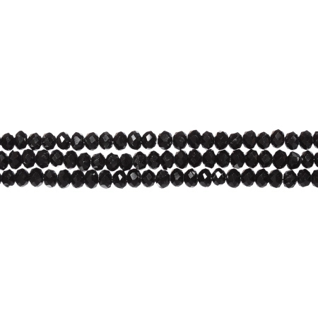 Бусины стеклянные, 3х2-3.5х2.5мм, граненые, рондели, черные, 150 шт., низка