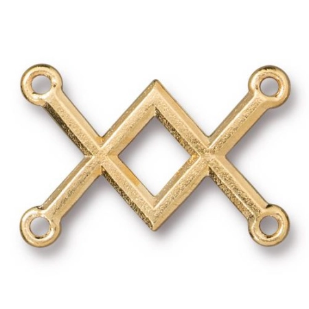 Коннектор, 28х19мм, TierraCast, Крест-накрест, базовый материал - оловянный сплав, позолоченный, 1 шт.