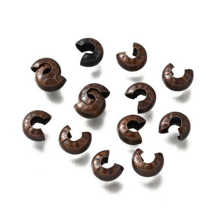 <p>Покрывные кримпы (маскировочные бусины, обжимные бусины) для маскировки узлов или обычных кримпов. После зажатия кримп превращается в бусину-рондель размером 4*3 мм. Медного цвета. Оттенок может отличаться от фотографии и в разных поставках. Цена за 2 грамма (около 21 шт., фасуются без проверки на дефекты).</p>