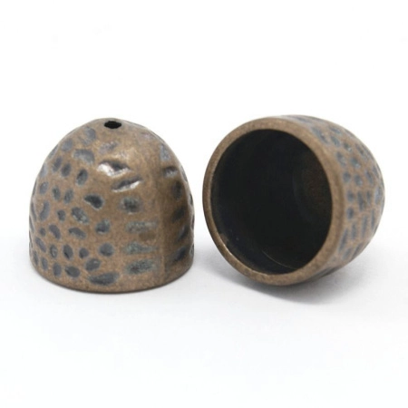 Цилиндр, 16х14мм (внутренний размер 13.5мм), фактурный, базовый материал - цинковый сплав, цвет медь с чернением, 2 шт.