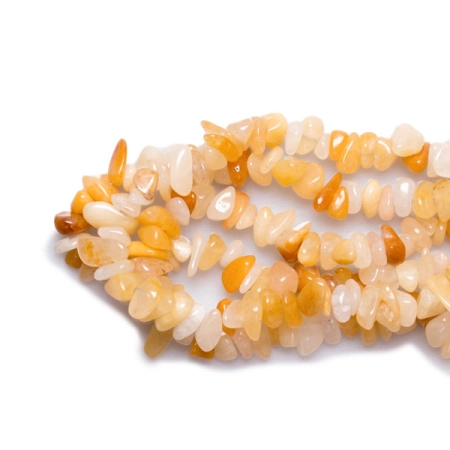 Бусины каменные, жадеит, желтый, 3-10мм, сколы, 220 шт., низка