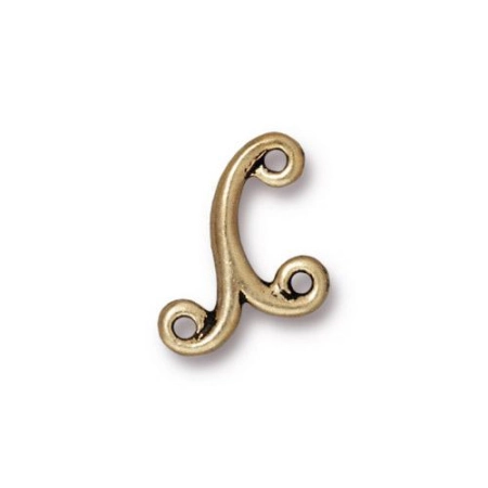 Соединитель-переходник, 12х11мм, TierraCast, с двумя петельками, Мелодия, базовый материал - оловянный сплав, бронзовая с чернением, 2 шт.