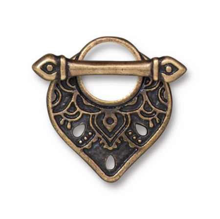Застежка, 21.4х18.5мм, TierraCast, тогл, Храм, базовый материал - оловянный сплав, бронзовый с чернением, 1 шт.
